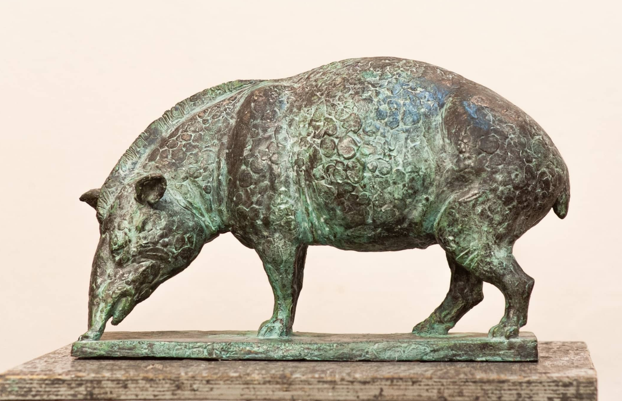 Скульптура тапира в бронзе, скульптор Ольга Колосова, авторская скульптура на заказ.